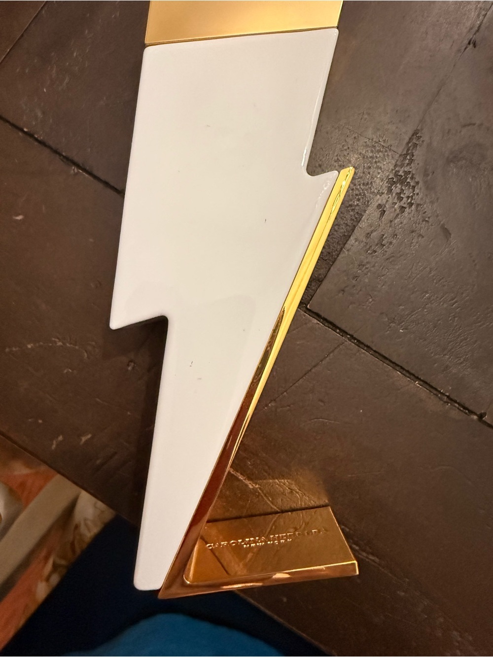Carolina Herrera White and Gold Lightning Bolt Decorative Accent